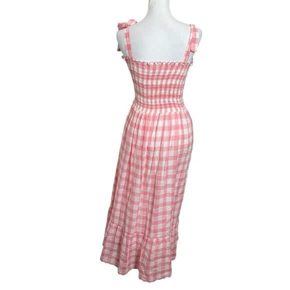 The Great Lagoon Dress Women’s Size 2 Pink Gingham Smocked Bow Strap Midi - Picture 7 of 12